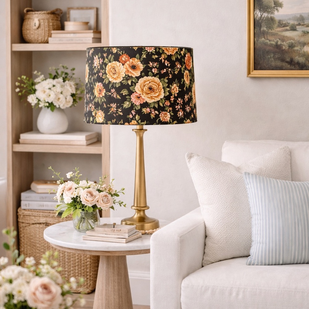 Designer Botanical Floral Drum Lampshade 11x15 | Isabella | Free Shipping